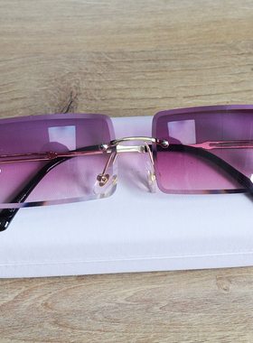 无边框长方形小框镶钻渐变太阳镜女小脸圆脸 韩版墨镜2022