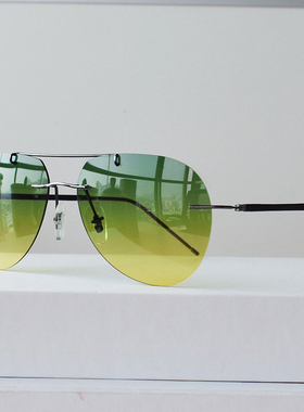 无框太阳镜男司机开车驾驶镜蛤蟆镜日夜两用 小框墨镜女