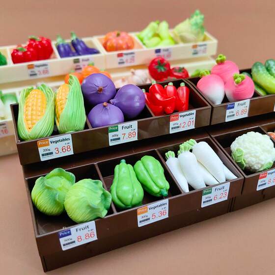 Miniature mini supermarket vegetable stall pumpkin pepper doll house small ornaments micro landscape decoration accessories model shelves