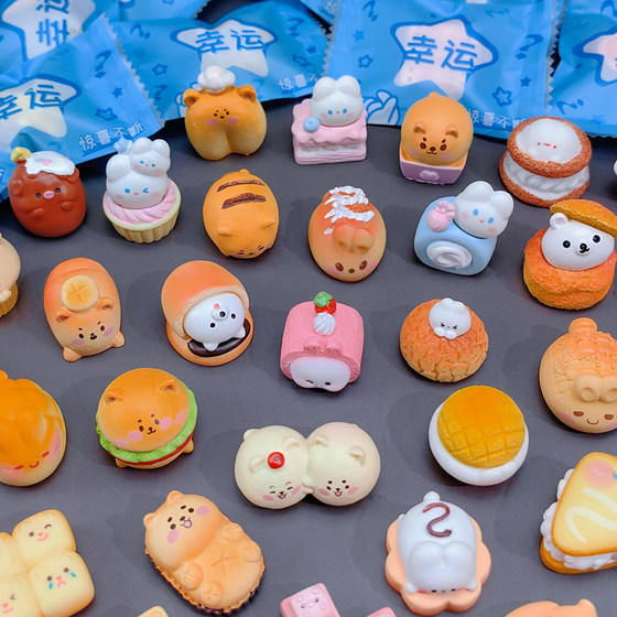 Blind bag creative simulation animal bread dessert series mini cat puppy rabbit hamburger cake model ornaments
