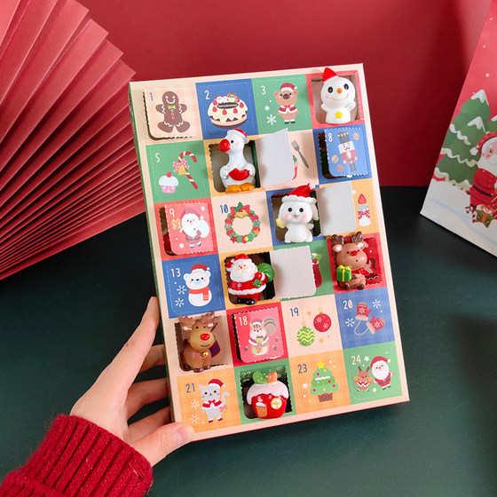 24-frame Christmas Cave Santa Countdown Calendar Blind Box Children's Luxury Poke Toy Small Gift