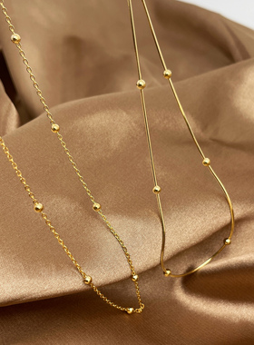 金色925银十字链圆珠蛇骨链项链