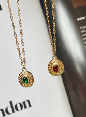 轻奢镀18K金中古钛钢项链锁骨链