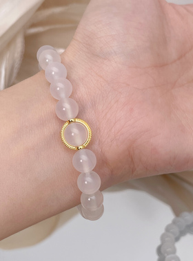 白玛瑙手链原创新中式猫眼石手串