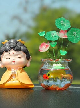 国风好运锦鲤荷花瓶桌面摆件创意办公室茶桌装饰品家居小摆件