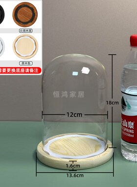 防脱落玻璃罩透明防滑展示盒干花人偶圣诞树积木手模手办防尘罩