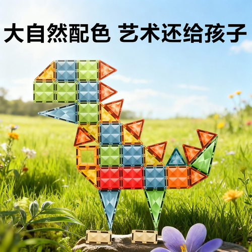 彩窗磁力片积木儿童益智拼装强磁吸贴拼接宝宝大自然积木玩具礼物 - 图0