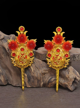 亮灯金花潮汕神花插香炉地主锦花