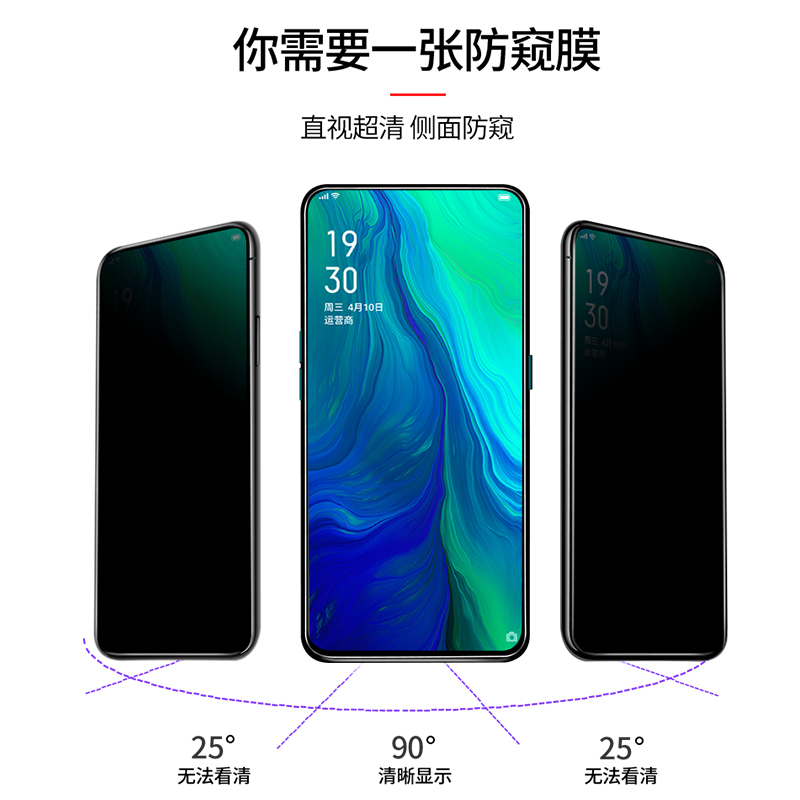 适用oppoReno钢化膜防窥oppoReno10十倍变焦版全屏覆盖防偷窥RenoZ手机膜RenoACE防窥膜oppo全包防摔玻璃贴膜-图2