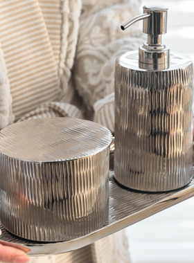 印度进口铝制银色卫浴收纳摆件