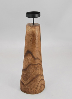 复古烛台侘寂风木制烛台摆件复古中式禅意装饰拍摄道具餐桌装饰品