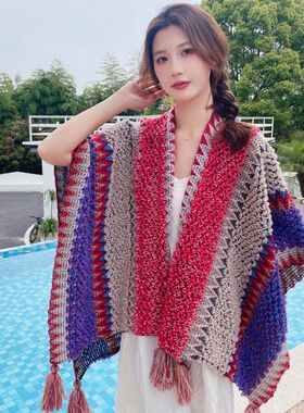 民族风秋冬女外搭拍照斗篷披肩