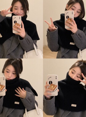 秋冬韩系轻奢毛绒针织围脖脚套女