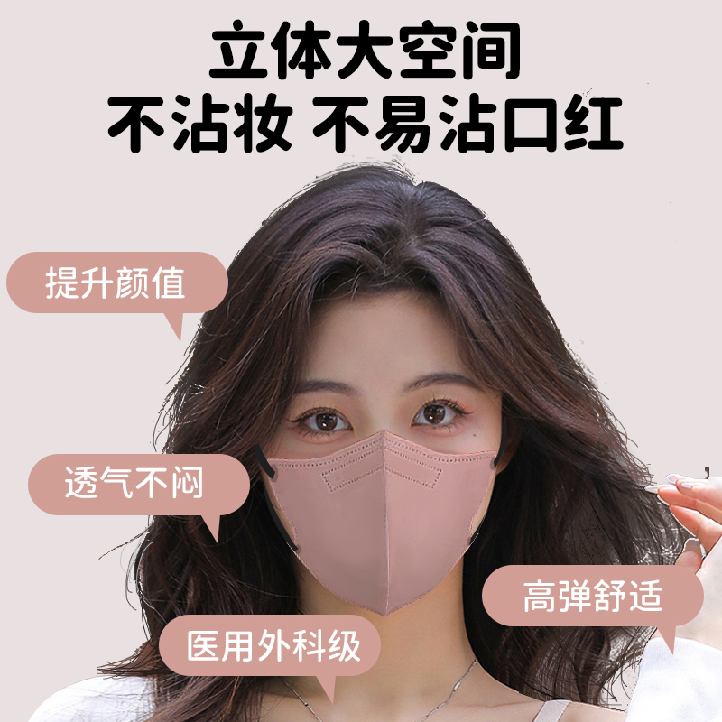 莫兰迪色医用外科口罩3d立体女高颜值时尚一次性医疗网红款防晒 - 图1