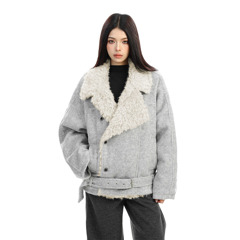 美式复古羊毛混纺棉服女冬季双排扣毛呢毛毛领座山雕情侣加厚外套,淘宝优惠券,粉丝福利购,淘宝优惠卷