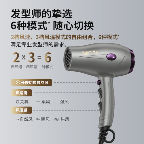 永日电吹风机家用风力大功率发廊理发店护发冷热风吹筒发型师专用 - 图3