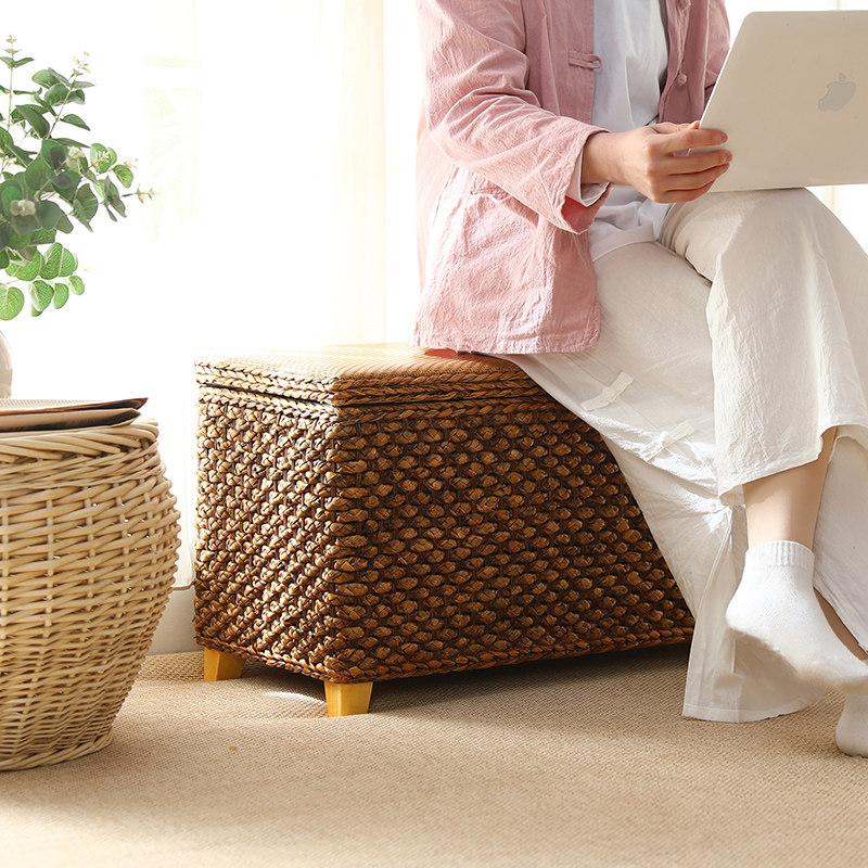 田园藤编收纳凳子实木门厅换鞋凳坐凳床尾沙发凳可坐人玩具储物箱,淘宝优惠券,粉丝福利购,淘宝优惠卷
