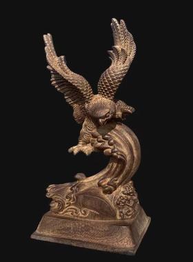 越南沉香木原木大展宏图雄鹰大鹏展翅实木雕刻办公摆件木质工艺品