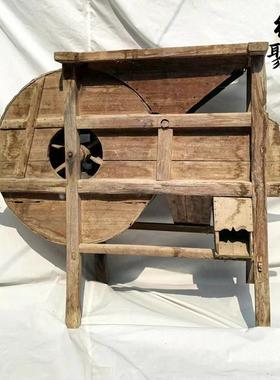 80年代农耕农具老物件怀旧老式木风车木犁影视道具农家院装饰摆件