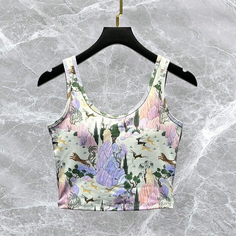 彩色印花瑜伽服背心女高级感2025新款高端专业健身衣训练运动文胸,淘宝优惠券,粉丝福利购,淘宝优惠卷