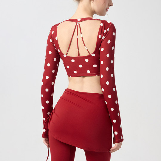 新年装喜庆红色瑜伽服套装女秋冬时尚美背性感运动健身上衣喇叭裤