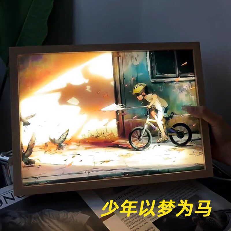 童年动画片灯光画动漫大合集童年回忆发光画人物装饰画充电小夜灯