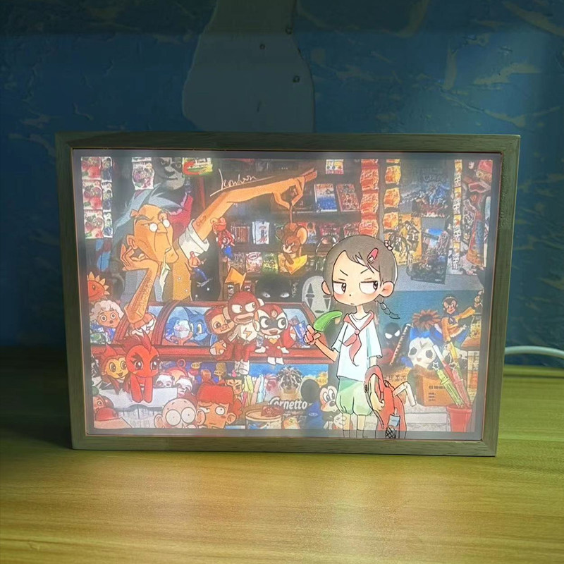 童年动画片灯光画动漫大合集童年回忆发光画人物装饰画充电小夜灯