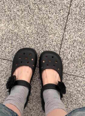 黑色玫瑰花侧扣鞋扣芭蕾鞋洞洞鞋鞋花crocs可拆卸装饰配件配饰