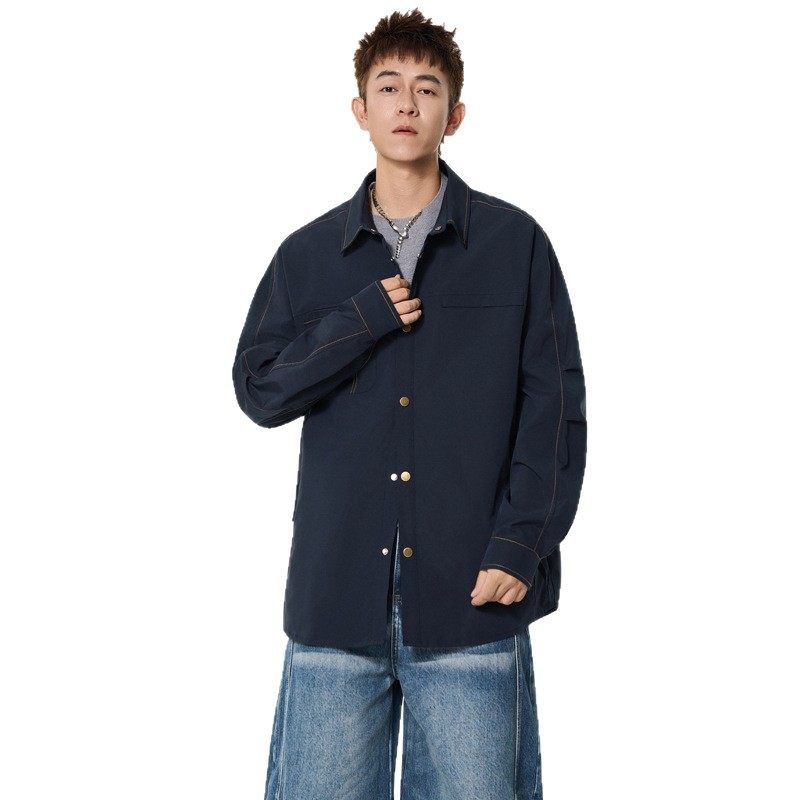 男士衬衫外套春秋新款复古百搭长袖上衣青年潮牌工装翻领衬衣夹克,淘宝优惠券,粉丝福利购,淘宝优惠卷