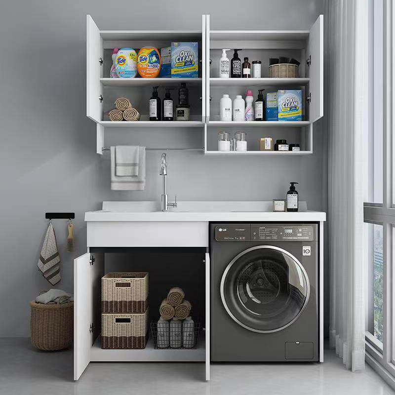 阳台洗衣柜蜂窝铝滚筒洗衣机柜伴侣一体组合洗脸盆柜组合切角定制,淘宝优惠券,粉丝福利购,淘宝优惠卷