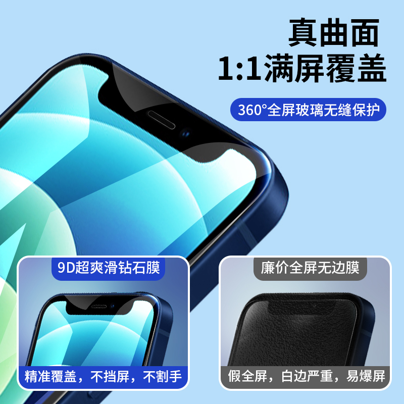 适用苹果11钢化膜iphone13/14/15手机贴膜12新款promax全屏蓝光pro平果防指纹Mini防窥膜xs防尘XR全包十一ix - 图1