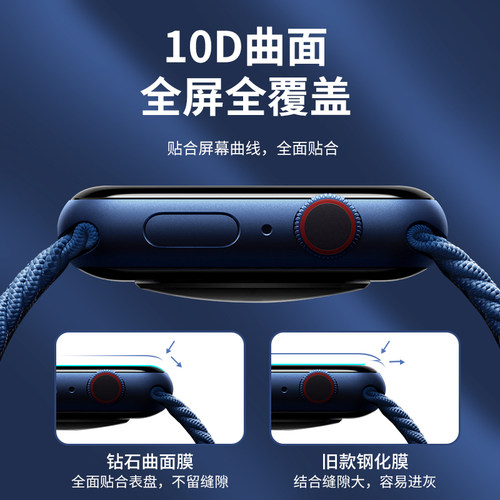 reumis适用applewatch7/8膜iwatch6代全屏44mm软膜苹果手表3/4钢化膜es7水凝iwatch全包iwatch4屏幕5/4/1保护 - 图1