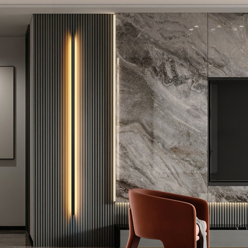 极简长条卧室床头壁灯客厅背景墙格栅灯氛围线条主卧氛围插电壁灯 - 图0