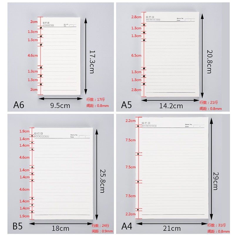 活页替芯a5活页纸6孔笔记本子b5六孔替换芯9孔a6内芯替换本芯a7内页活页本a4手账本可拆卸空白单本装二本装-图3