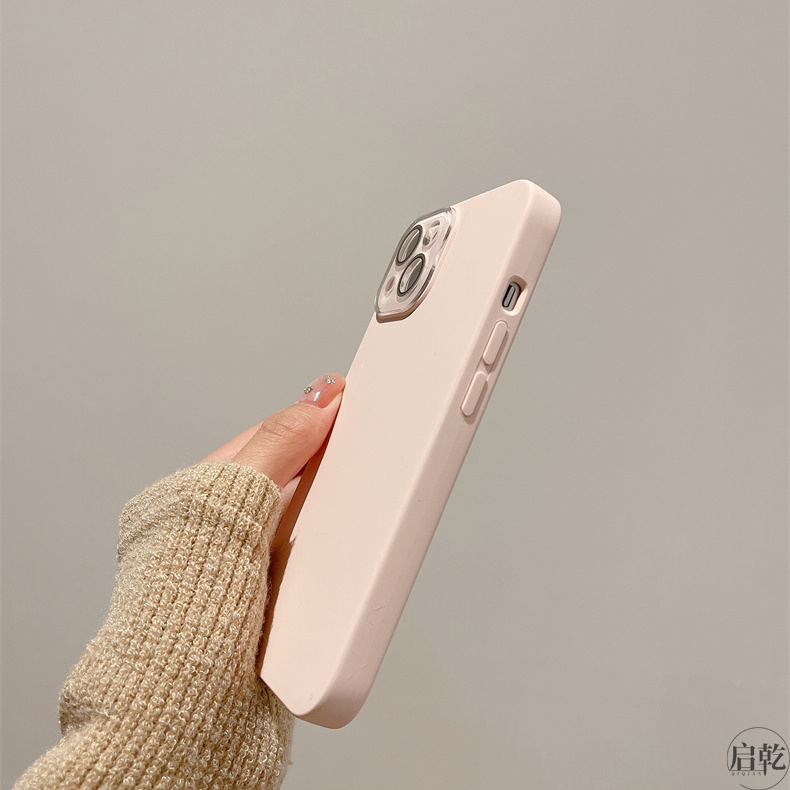 启乾 多巴胺简约纯色iPhone15手机壳适用苹果14/13promax液态硅胶软壳12肤感磨砂少女心粉色小众新款秋冬情侣