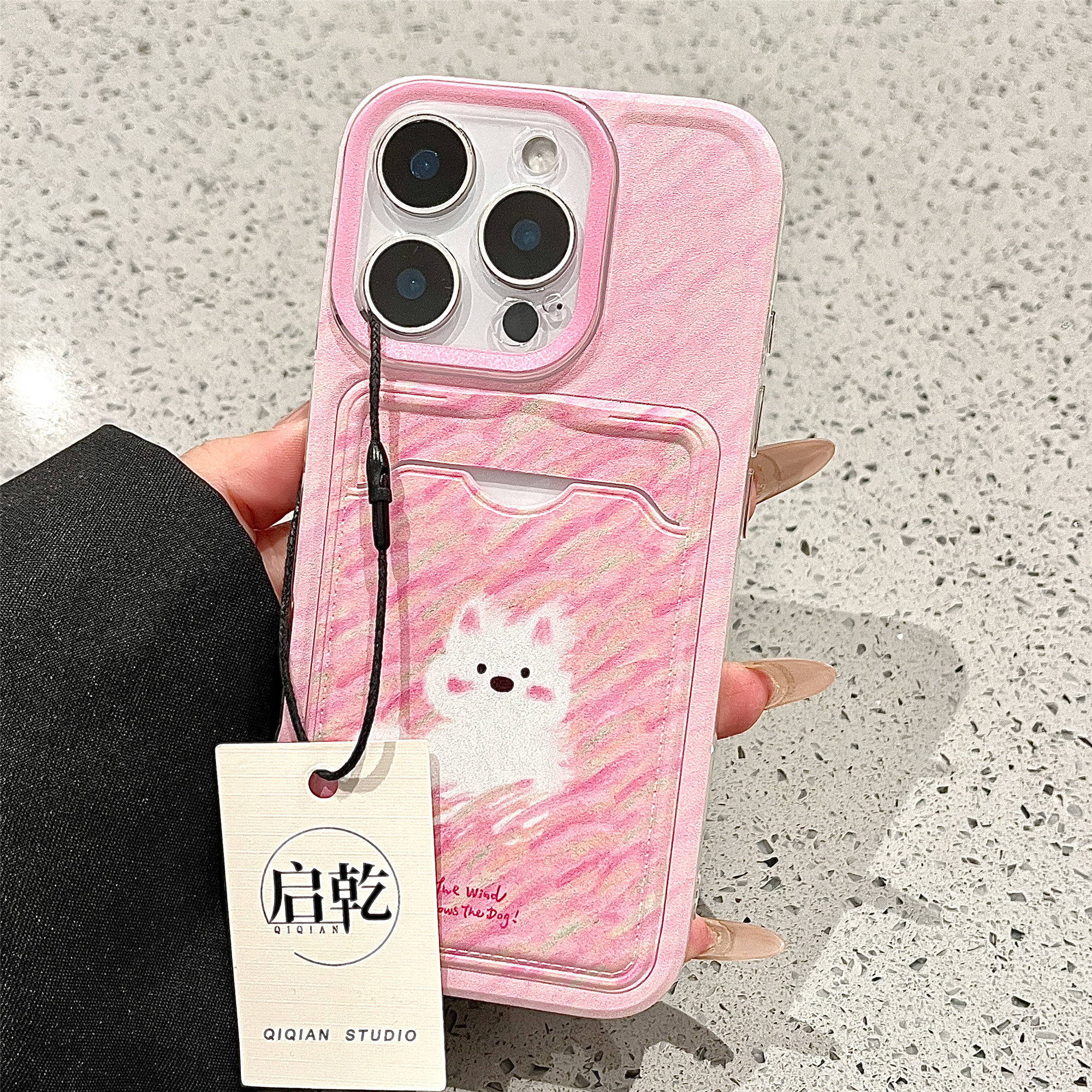 启乾 粉色涂鸦西高地iPhone17/16手机壳适用苹果15/14promax卡包卡套插卡13/12软壳少女心xsmax可爱7plus新款,淘宝优惠券,粉丝福利购,淘宝优惠卷