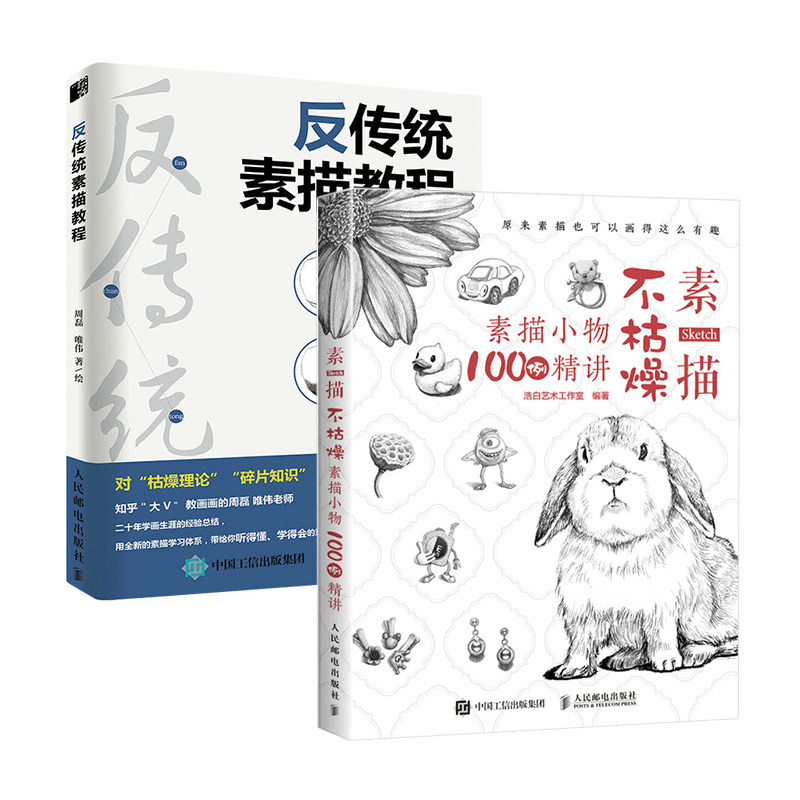 反传统素描教程+素描的反传统训练 素描100例精讲 素描书籍教材临摹素描基础教程 铅笔素描技法入门到精通 素描初学者自学书籍
