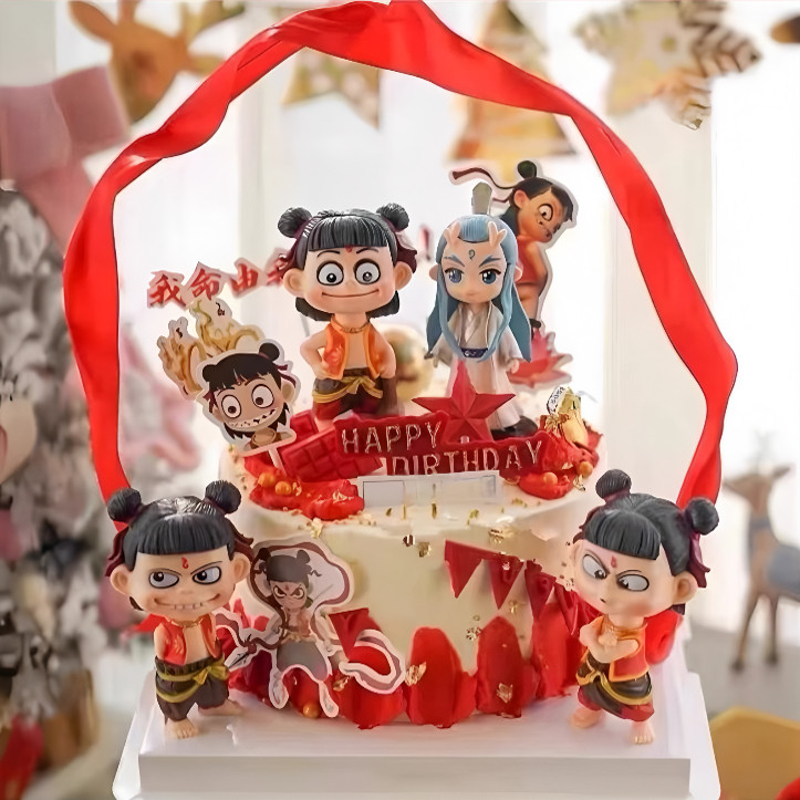 哪吒蛋糕装饰摆件敖丙公仔魔童混天绫风火轮儿童生日烘焙配件插件,淘宝优惠券,粉丝福利购,淘宝优惠卷