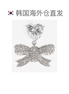 韩国直邮Self-Portrait 水晶心形蝴蝶结耳坠（PF26630E 银色） 珠
