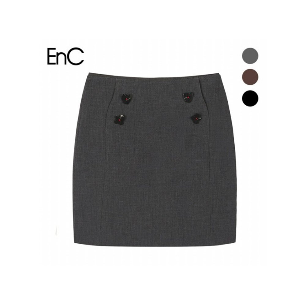 韩国直邮EnC 半身裙 (EnC) 双扣子 装饰 裙子(ENWH83881O) (ENWH8 - 图0