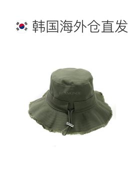 韩国直邮Jacquemus户外登山防晒帽军绿色毛边金属字母遮阳休闲