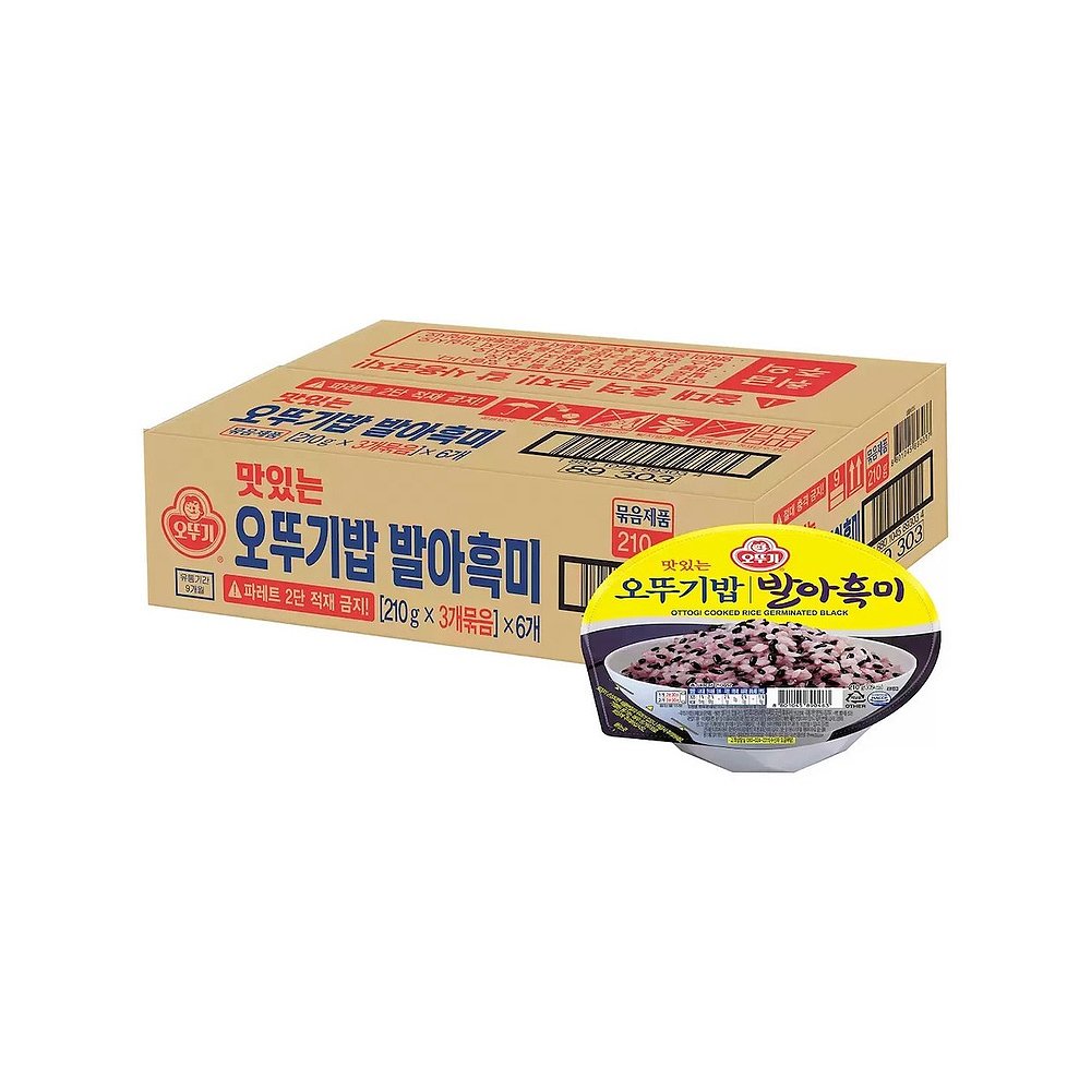 韩国直邮OTTOGI不倒翁速食发芽黑米饭210g*18盒微波炉即食半成品 - 图0