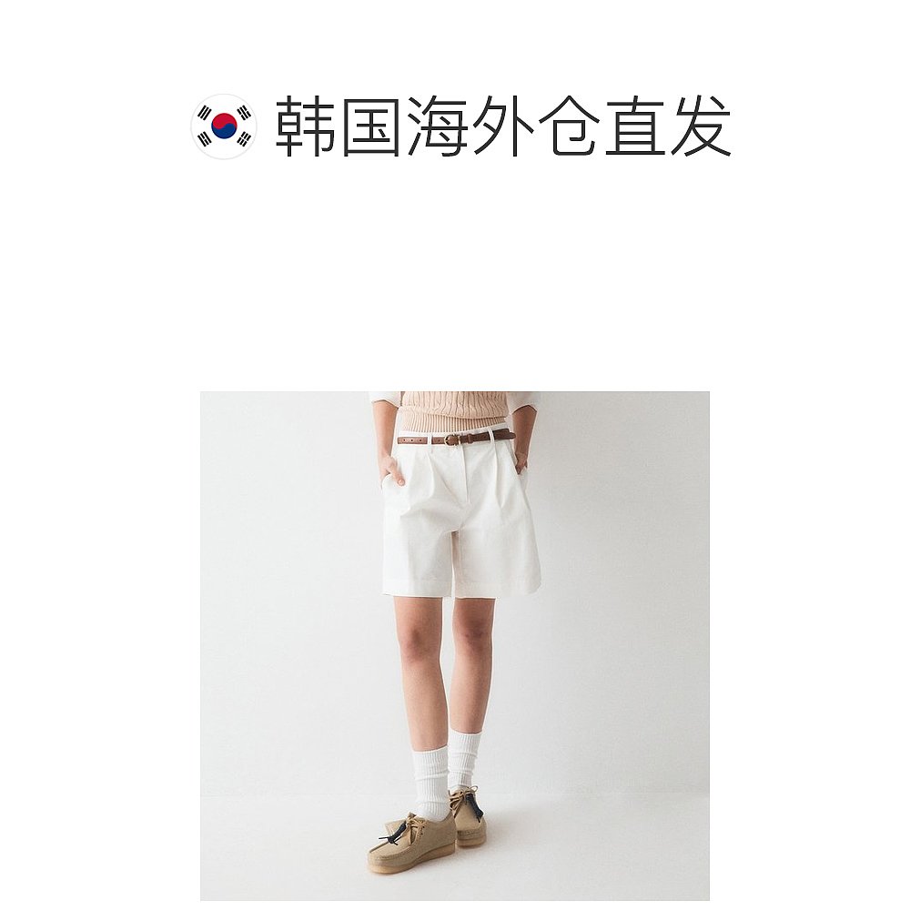 韩国直邮WHO.A.U 棉裤 [新世界议政府店] Pin Tuck Bermuda Chino - 图1