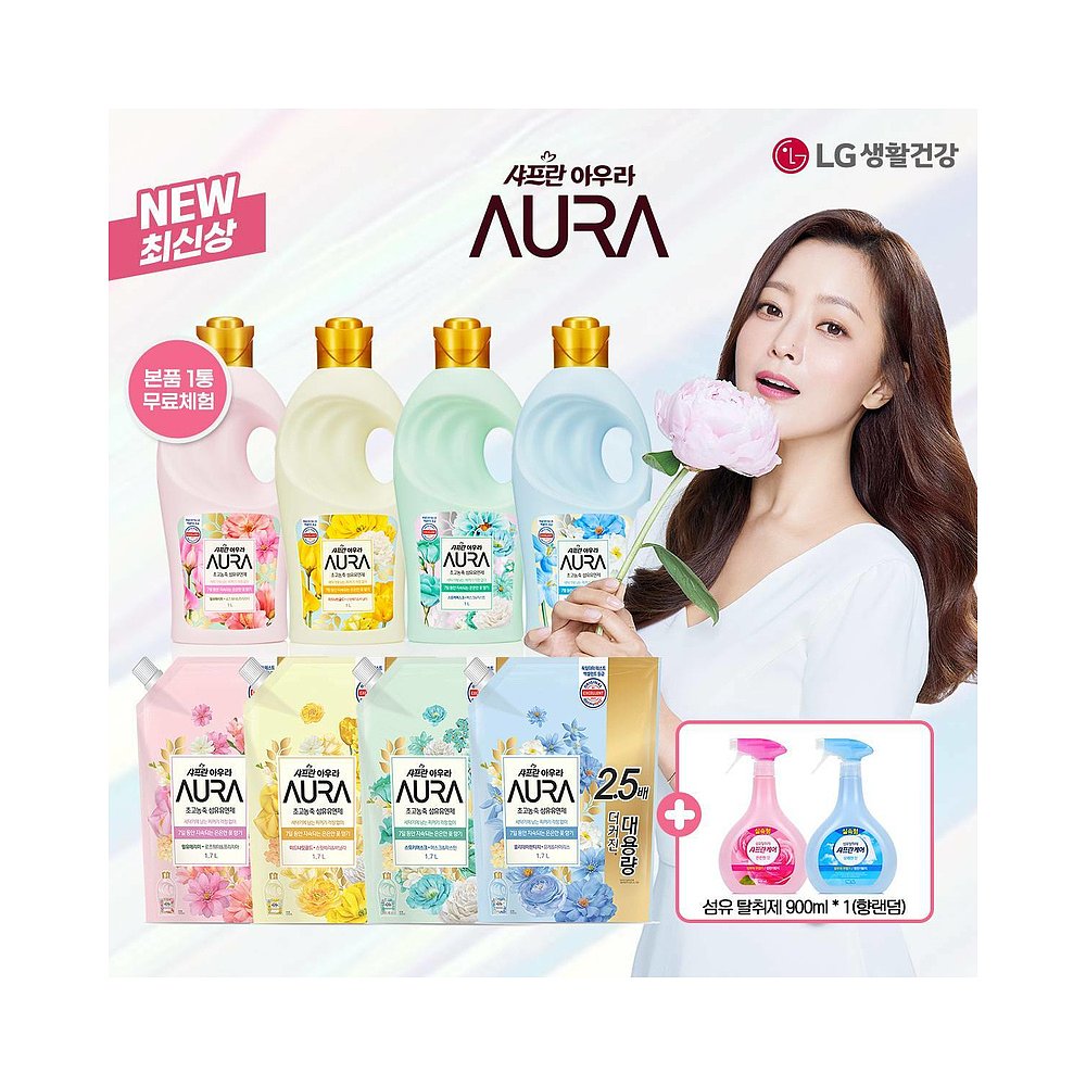 韩国直邮[AURA] SHAFRAN AURA 纤维柔软剂(1Lx4个)+替换装(1.7Lx4 - 图0