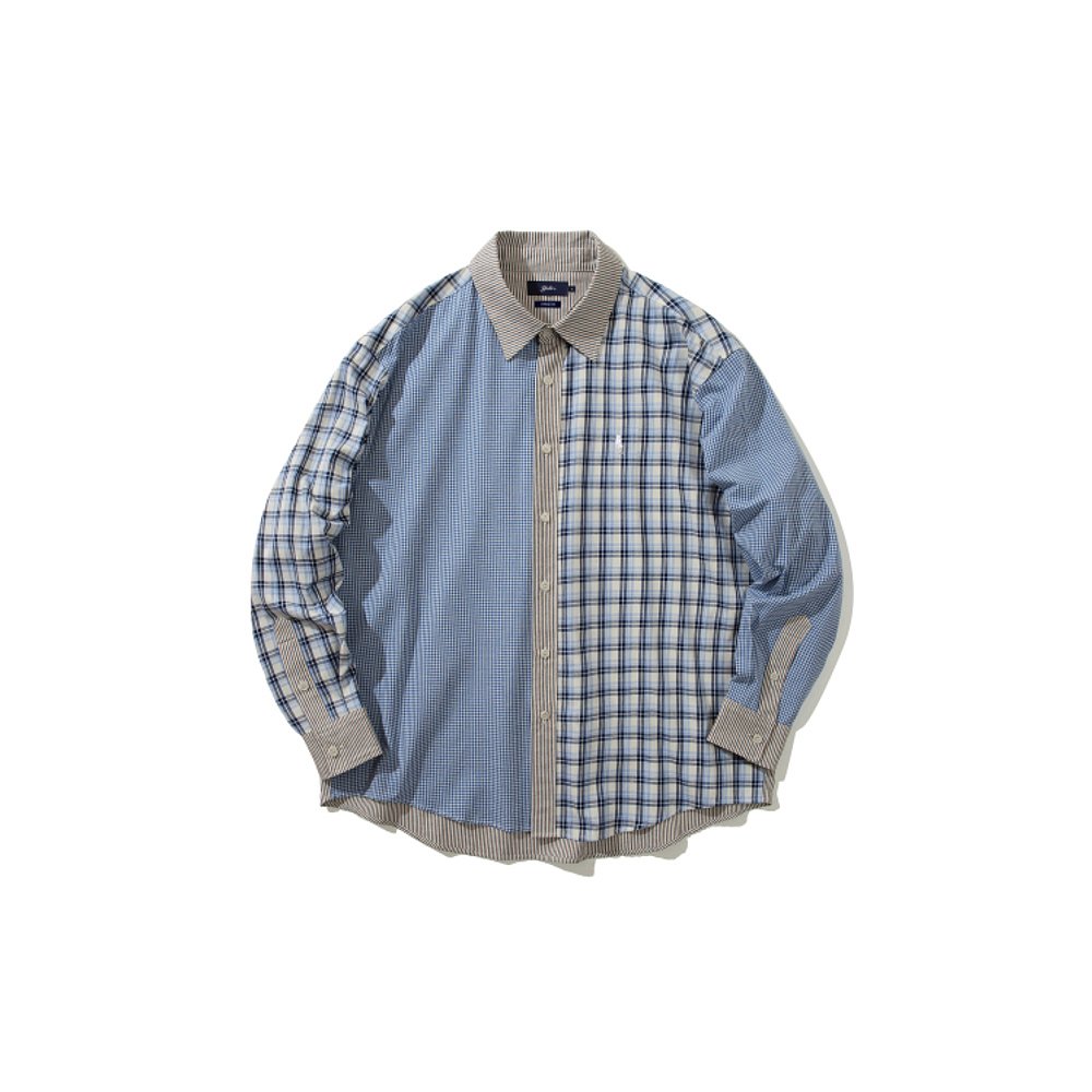 韩国直邮YALE OVER FIT CRAZY PATTERN SHIRT BLUE男衬衫YD08SH70 - 图0