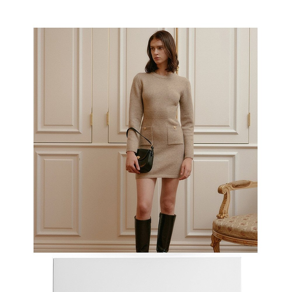 韩国直邮[LOOKAST]BEIGE NANCY KNIT DRESS针织连衣裙米色 - 图3