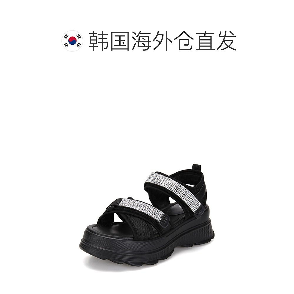 韩国直邮[babara] Barbara Chunky Heel Cubic Velcro Sandals BB - 图1