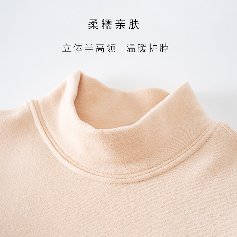 儿童秋冬半高领保暖上衣男女童长袖T恤宝宝白黑色德绒中领打底衫,淘宝优惠券,粉丝福利购,淘宝优惠卷