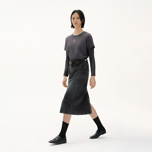 【播奥莱】播夏季假两件T恤女美式复古小衫BDS2YD2606 - 图2
