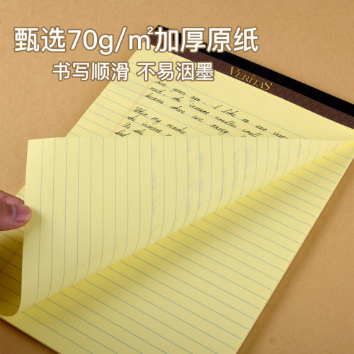 凯萨KAISA美式拍纸本加厚可撕a4高颜值考研背单词上翻黄色分栏草稿纸复古a5横线方格笔记本ins风办公记事本子 - 图0